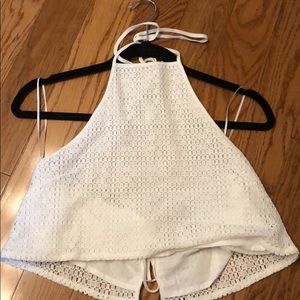 White halter crop top